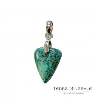 Pendentif Chrysocolle goutte inversée Argent rhodié