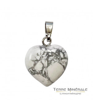 Pendentif Coeur howlite 15 mn